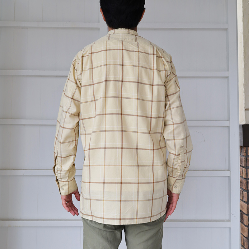WORKERS Band Collar Shirt, Twill Check