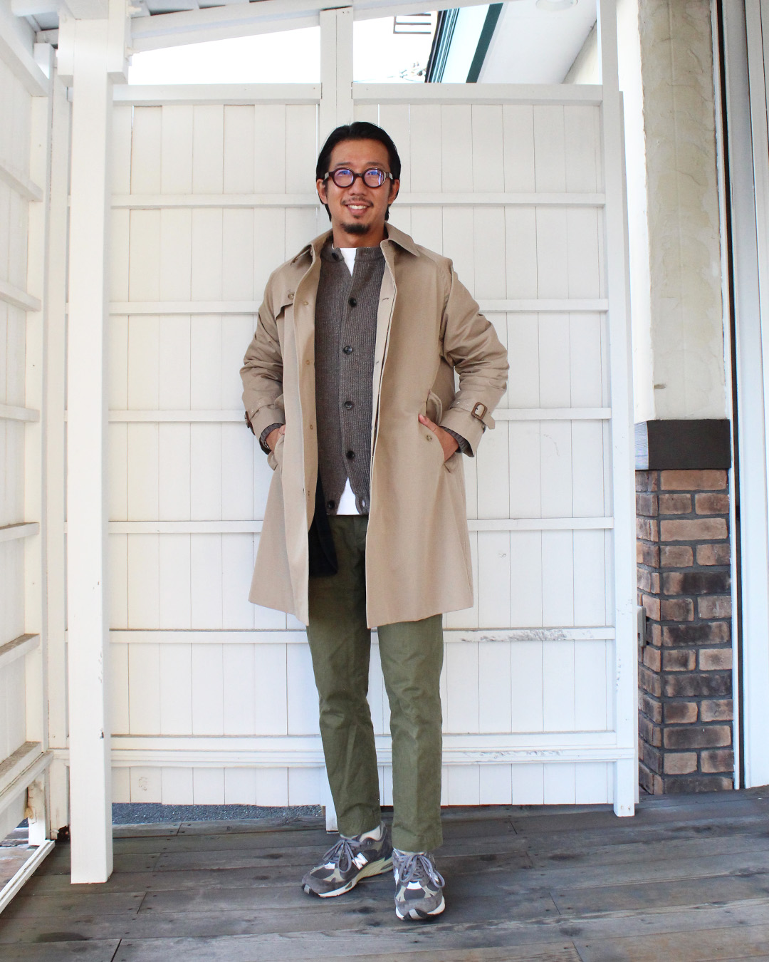 comm.arch. Hand Framed Crew Neck Cardigan Sandalwood – by CITRON