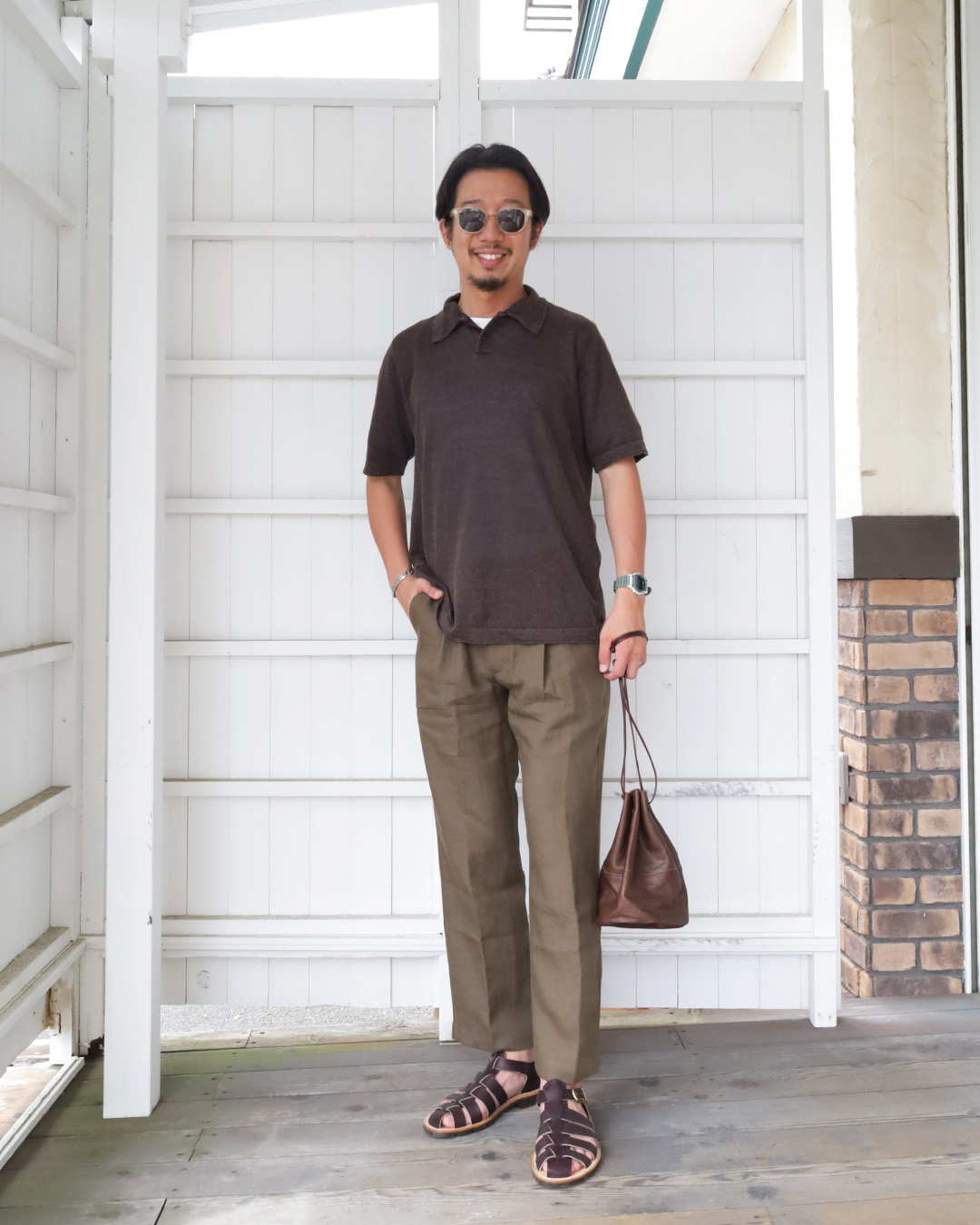 GRP 2 Buttons Polo S/S Linen Brown – by CITRON